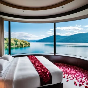 Noche en Master Suite Panorámica con Jacuzzi y Balcón al Lago